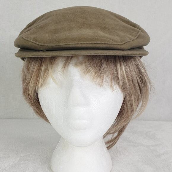 VTG Schuman Sullivan Men's Newsboy Taupe Velvet Cap w/ Snap Down Brim. One size - Picture 3 of 10